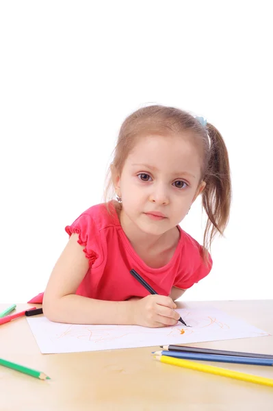 Little girl drawing — Stock Photo, Image