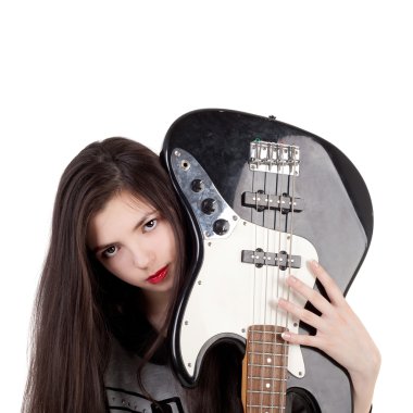 elektro gitar ile esmer kız
