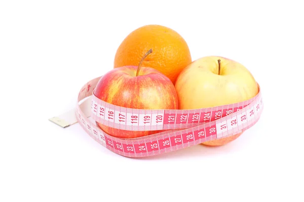 Apples and orange closeup — Stock Photo, Image