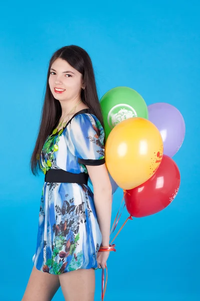 Pěkná dívka s balónky — Stock fotografie