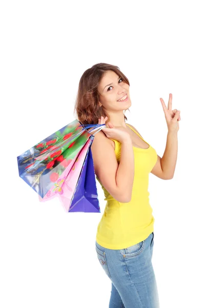 Schöne junge Mädchen beim Einkaufen — Stockfoto