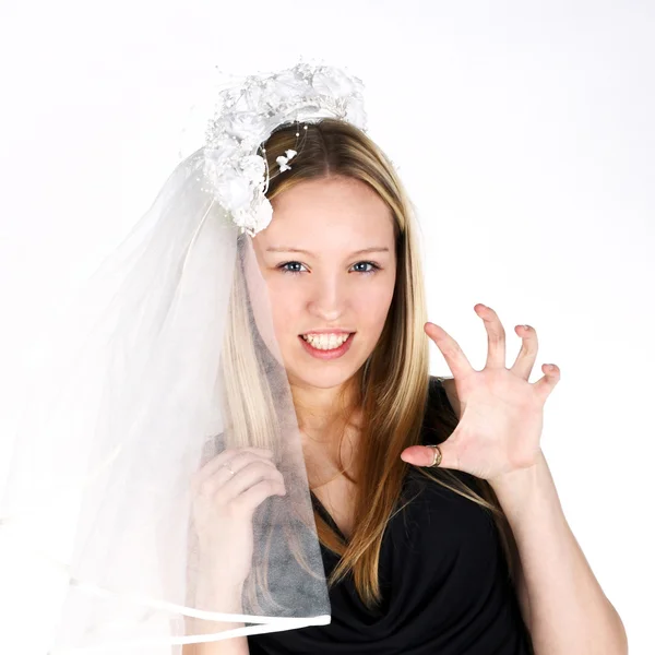 Young agressive bride — Stock Photo, Image