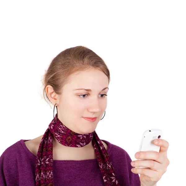 Menina com telefone móvel — Fotografia de Stock