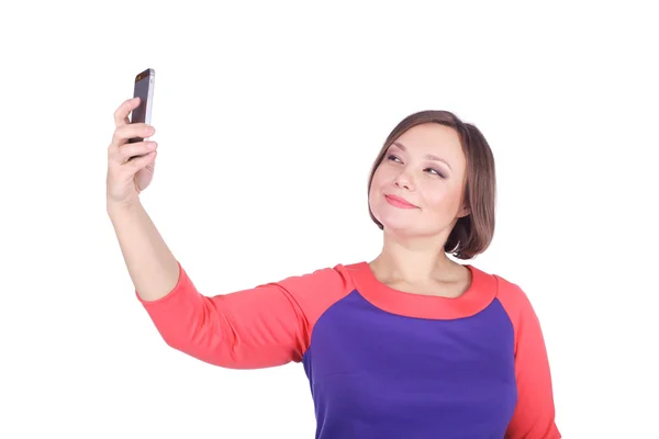 Junge Frau macht Selfie — Stockfoto