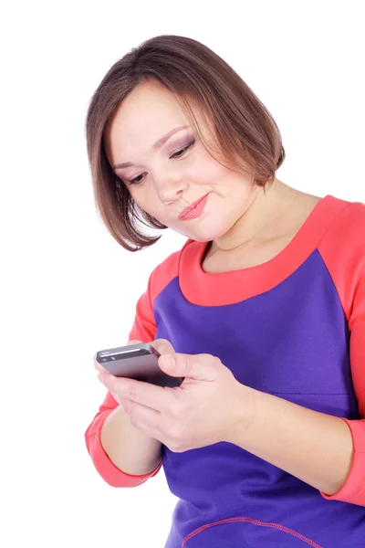 Vrouw met mobiele telefoon — Stockfoto