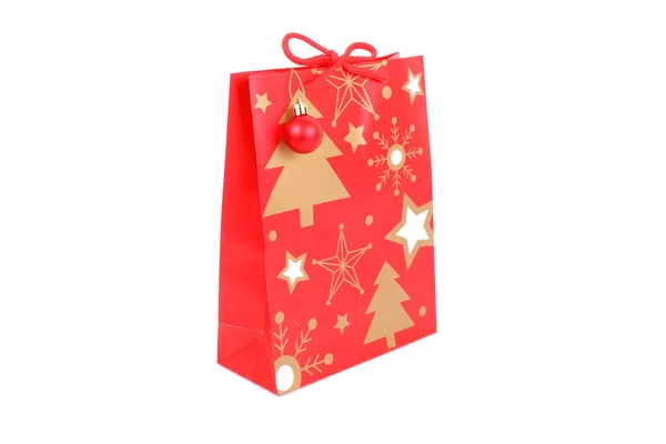 New year red gift bag — Stock Photo, Image