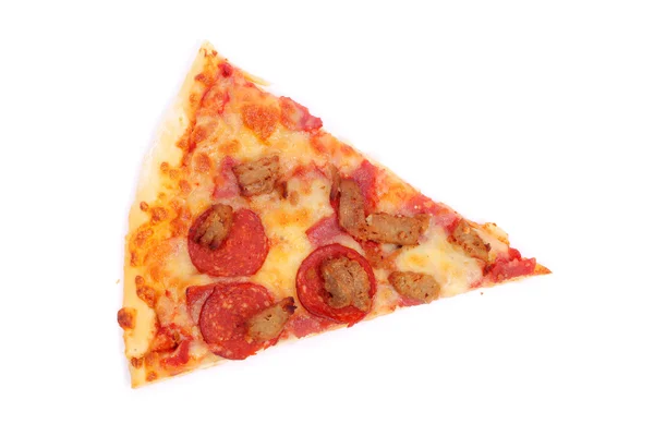 Rebanada de pizza en blanco — Foto de Stock