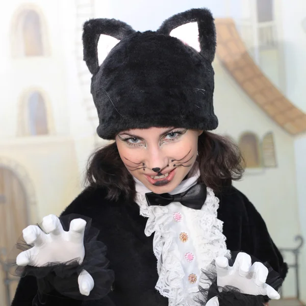 Pretty actress dressed as pussy cat Stock Picture