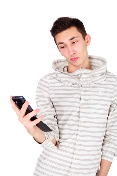 Jeune homme avec téléphone portable — Photo