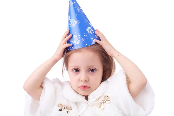 Menina com boné de Ano Novo — Fotografia de Stock