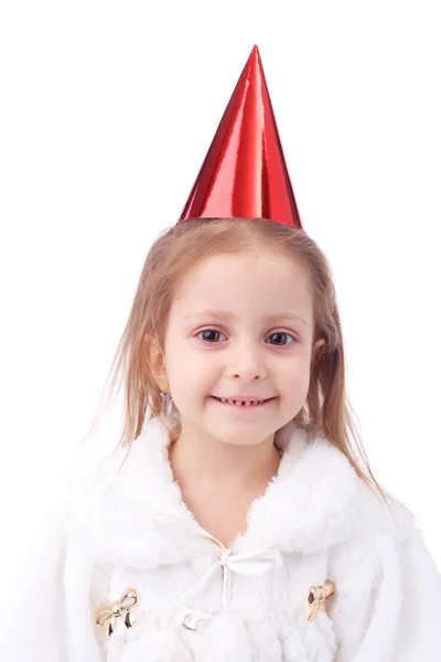 Girl wearing birthday cap — Stock Photo, Image