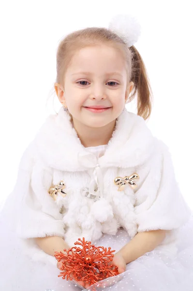 Bambina con fiocco di neve di Capodanno — Foto Stock