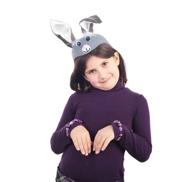 Cute little girl in hare ears — Stock Photo, Image