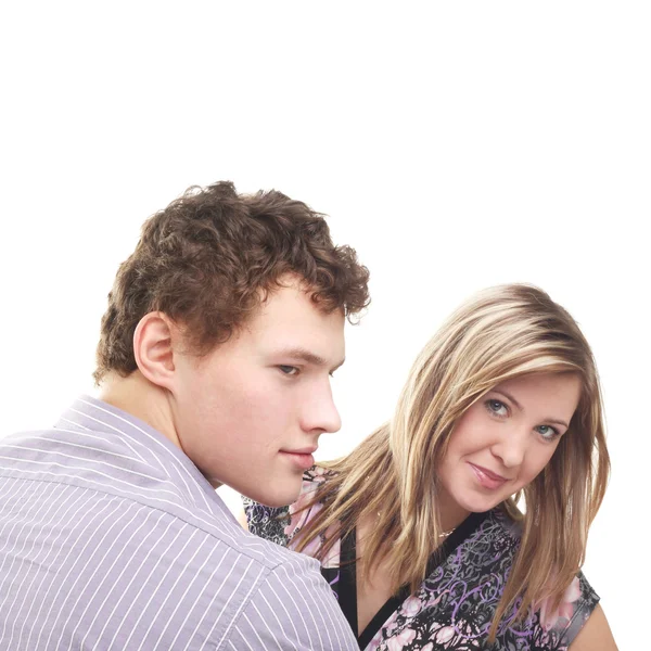 Menina loira com seu amigo menino — Fotografia de Stock