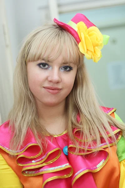 Young blond clown actress — Stock Photo, Image