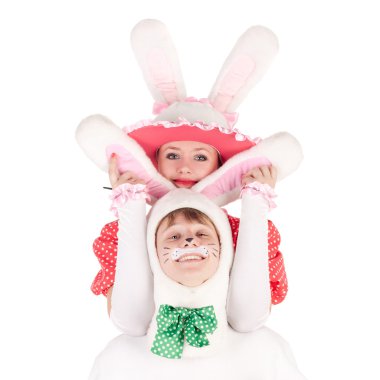 Tavşan kostümleri dans aktörler