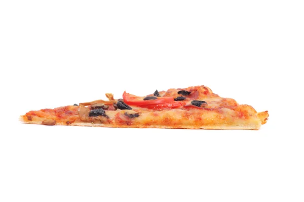 Tranche de pizza sur blanc — Photo