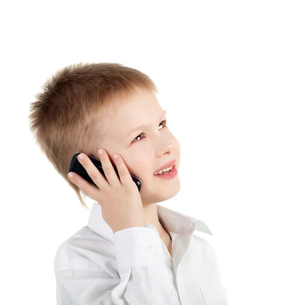 Pojke med mobiltelefon — Stockfoto