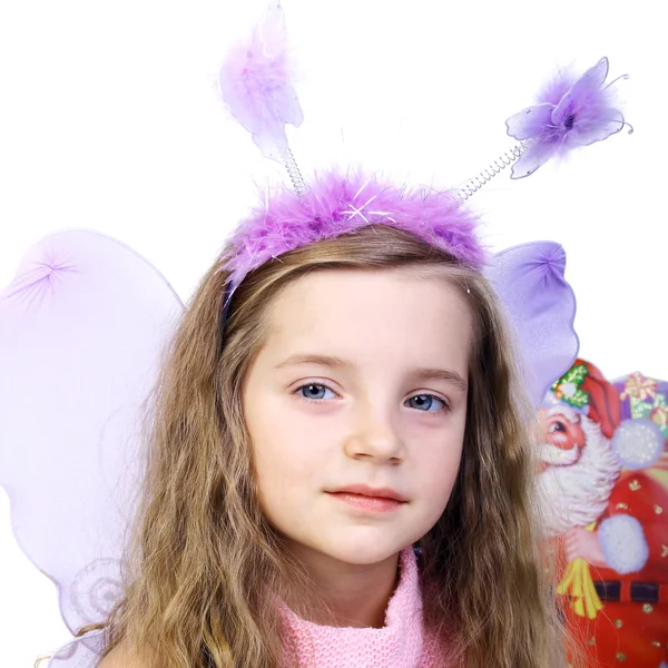 Little girl in special costume of butterfly — Stock Photo, Image