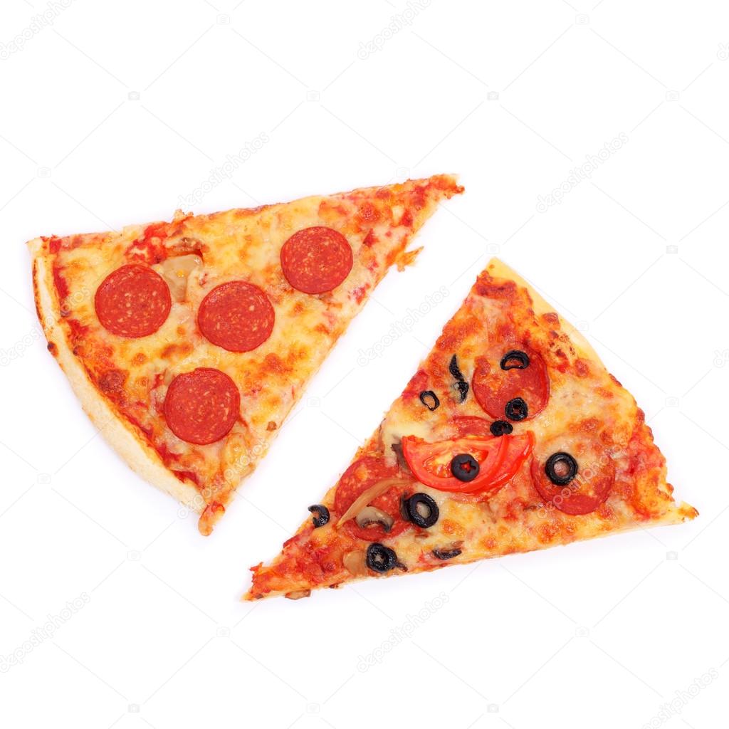 slices of pizza on white