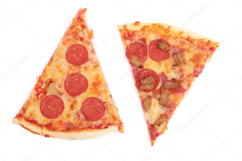 slices of pizza on white