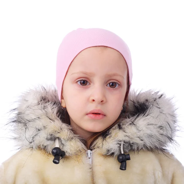 Kleines Mädchen im Winterpelzmantel — Stockfoto
