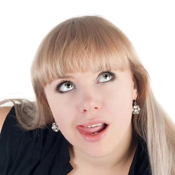 Pretty young girl looking up — Stock Photo, Image