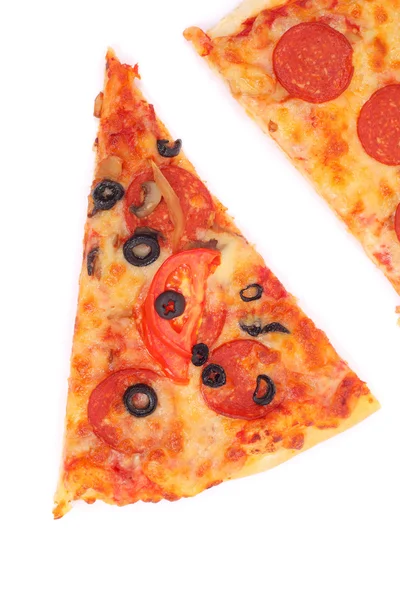 Slices of pizza on white — Stock Photo, Image