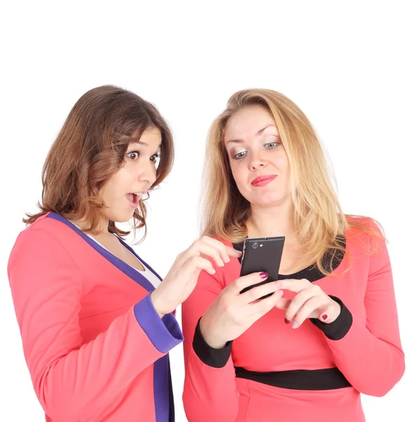 Mooie jonge meisjes met mobiele telefoon — Stockfoto
