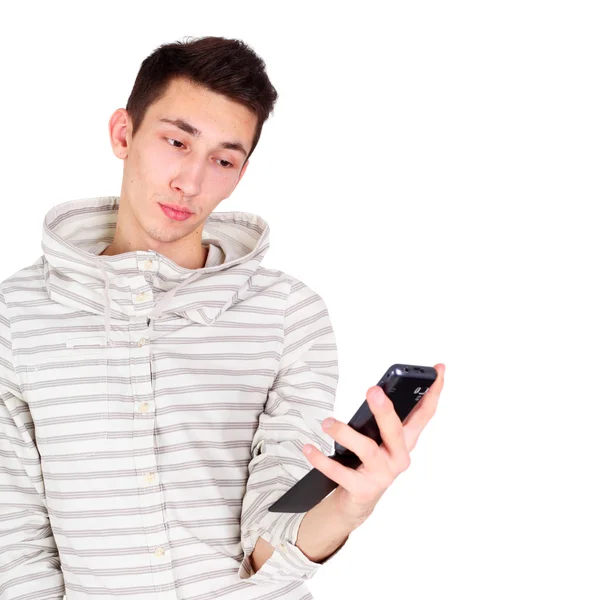 Jeune homme avec téléphone portable — Photo