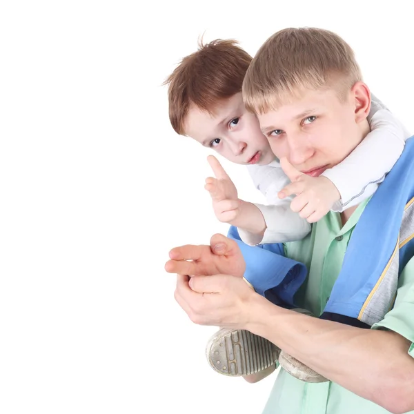 Adult and kid brothers — Stock Photo, Image