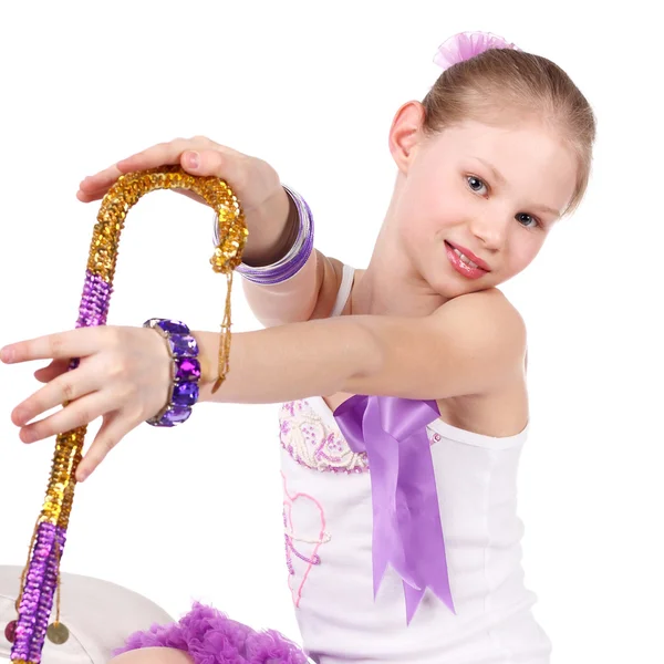 어린 소녀 지팡이 함께 춤을 — 스톡 사진