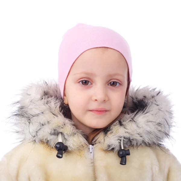 Child in winter fur coat — Stock Photo, Image