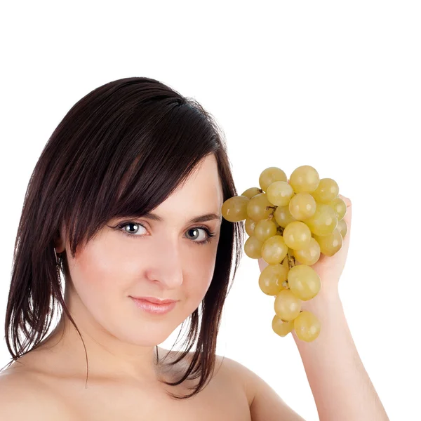 Menina bonita com um monte de uvas — Fotografia de Stock