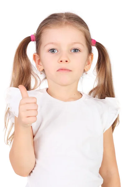 Niña mostrando el pulgar hacia arriba —  Fotos de Stock