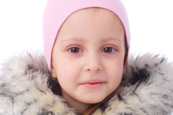 Bambina in pelliccia invernale — Foto Stock