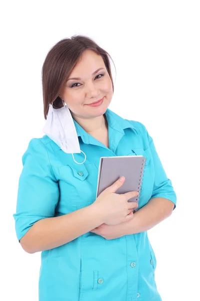 Pretty female doctor with protective mask — Stock Photo, Image