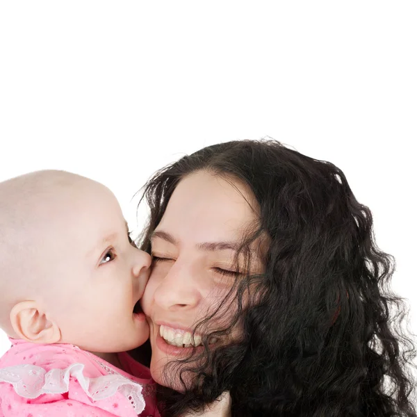 Pequeño bebé mordiendo a su madre — Foto de Stock