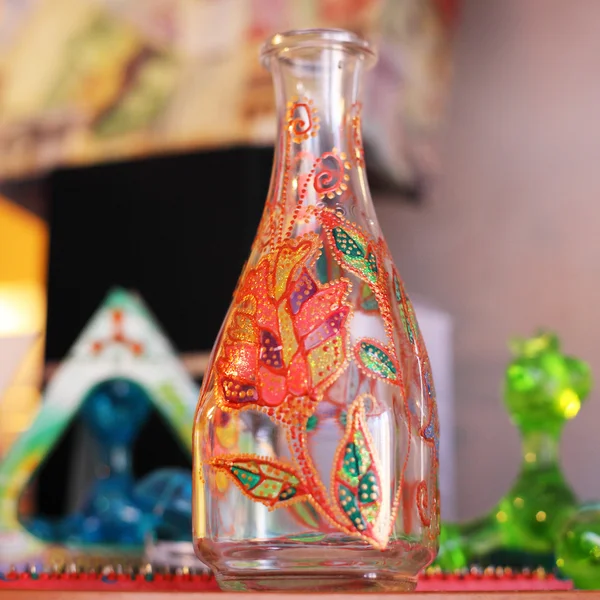 Decorated glass vase — Stock Photo, Image