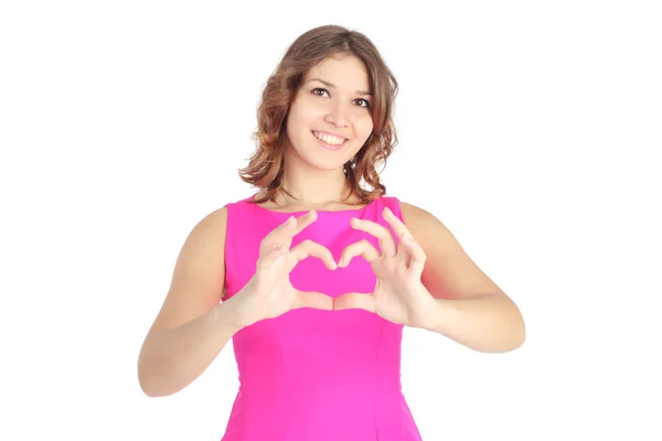 Girl making heart symbol — Stock Photo, Image