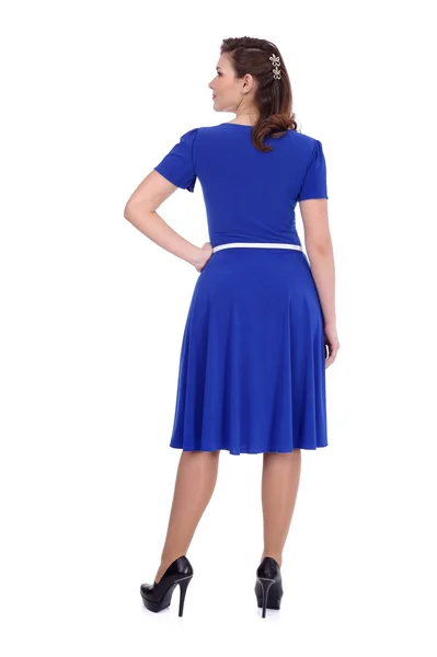 Hübsches Mädchen trägt blaues Kleid — Stockfoto