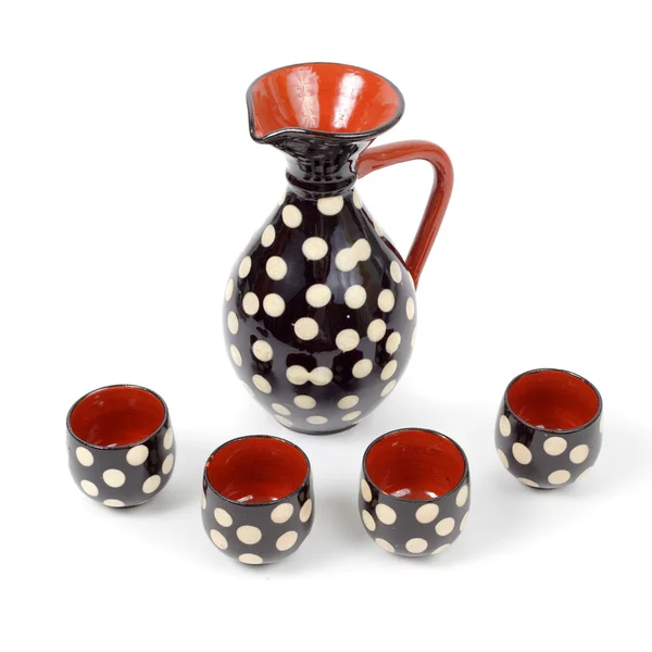 Ceramic spotted cognac set — Stock Photo, Image