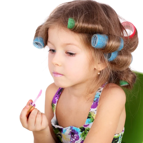 Little girl making makeup — Stock Photo, Image