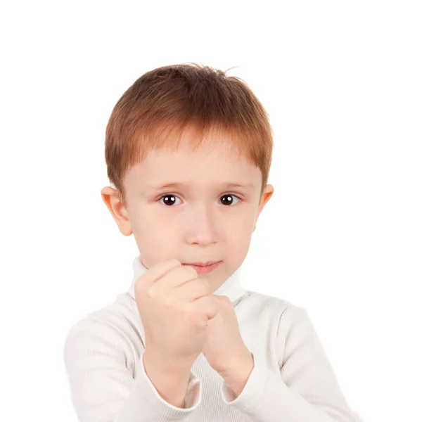 Niedlicher kleiner Junge kämpft — Stockfoto