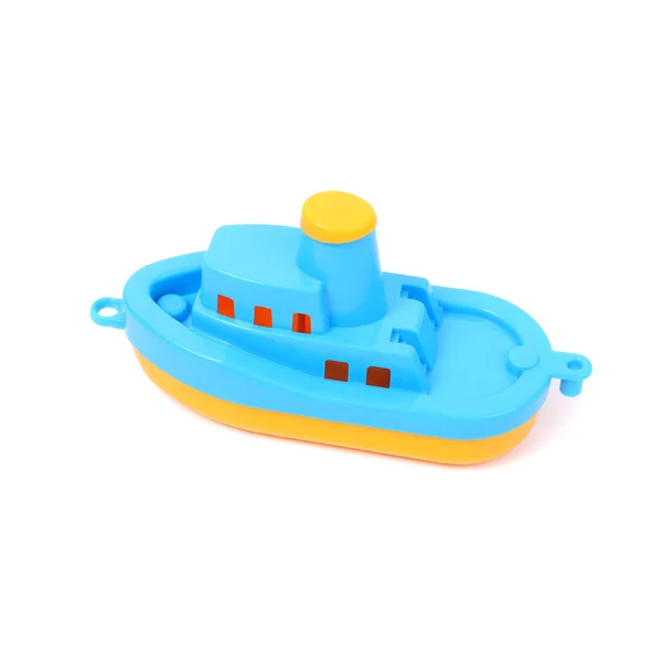 Toy blue and yellow boat — Stock Photo, Image