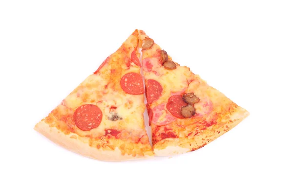 Plasterki pizzy na białym tle — Zdjęcie stockowe