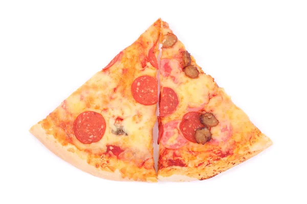 Pizza-Scheiben isoliert — Stockfoto