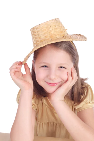 Menina com o chapéu de palha — Fotografia de Stock