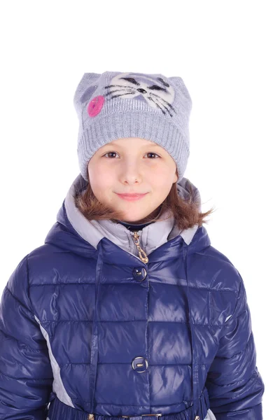 Girl wearing warm cap and coat — Stock Photo, Image