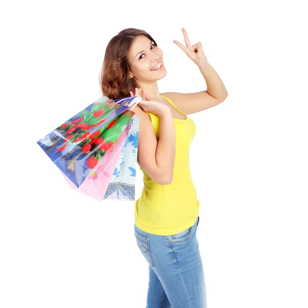 Jovem menina compras — Fotografia de Stock